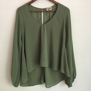 Show Me Your Mumu Long Sleeve Olive Green Blouse